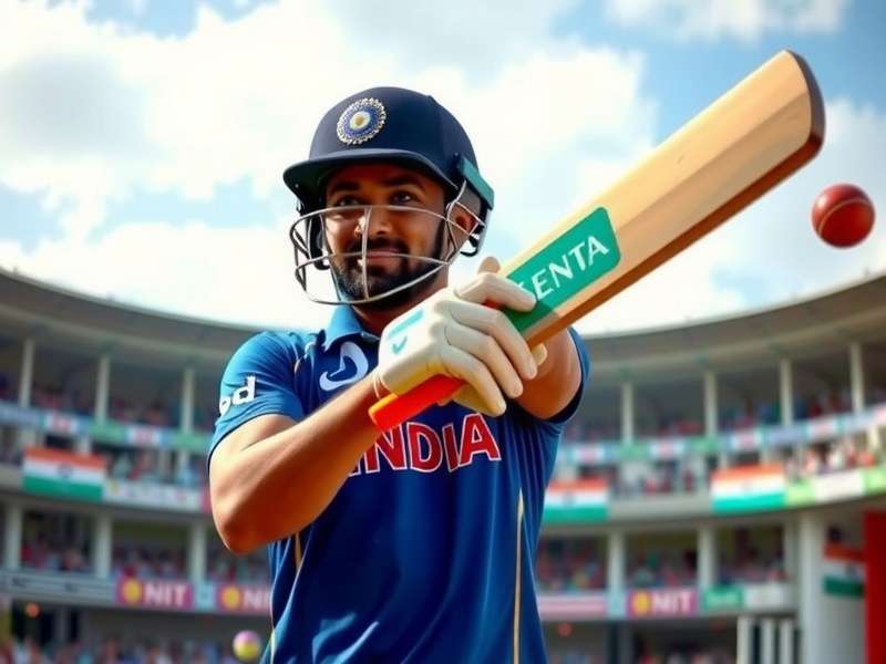 Cricket VR Dominator - Official Cover Cricket VR Dominator cover showing Indian player in VR gear hitting a six